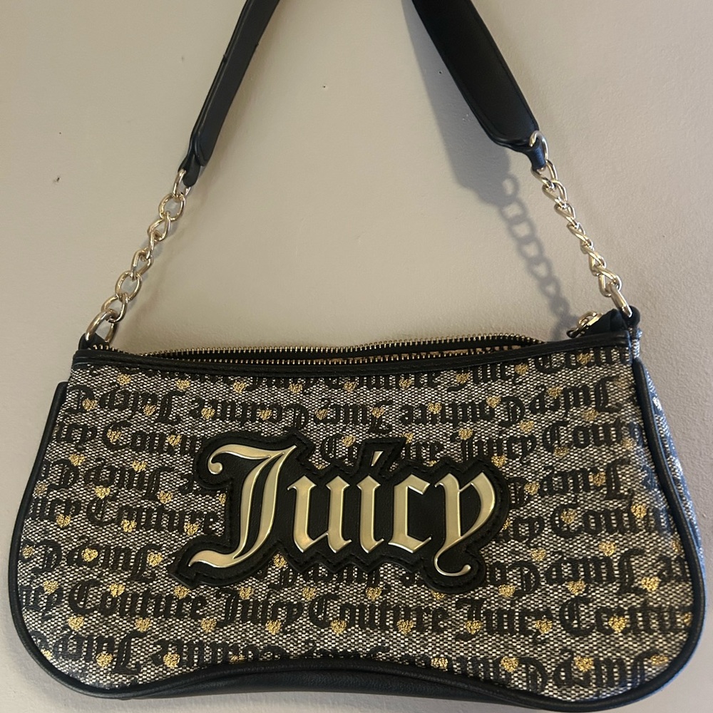 Juicy Couture Black and Gold Shoulder Bag